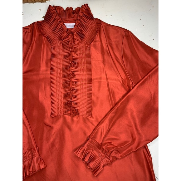 Soft Surroundings : silk tuxedo ruffled blouse #0113 - Picture 4 of 9